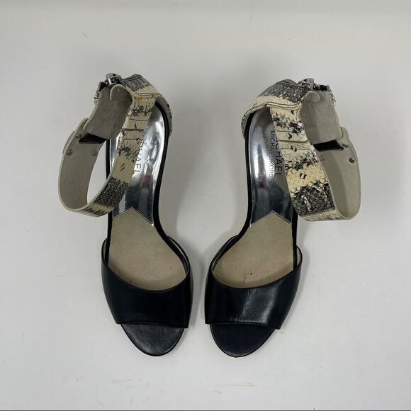 MK Michael Kors Guiliana Open Toe Snake Ankle Strap High Heels Shoe Women's 10 - Picture 2 of 9